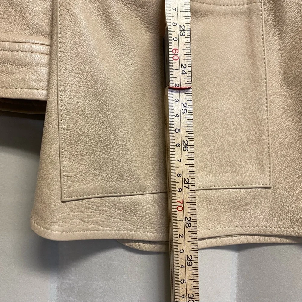 St. John Sport Marie Gray Women’s Jacket Medium 100% Leather Luxury Neutral